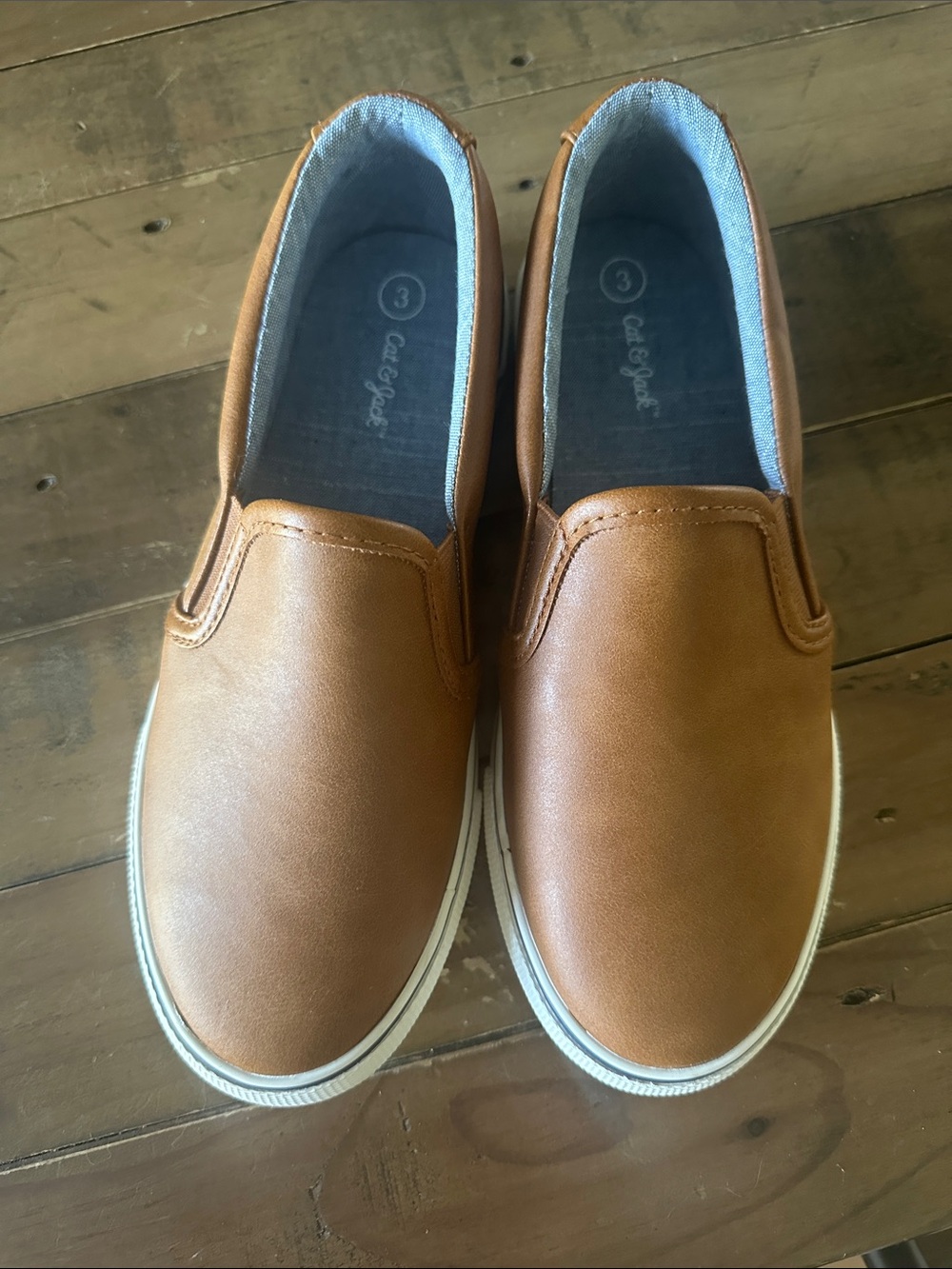 Classic Slip-On Boys Casual Shoe in Tan size 3